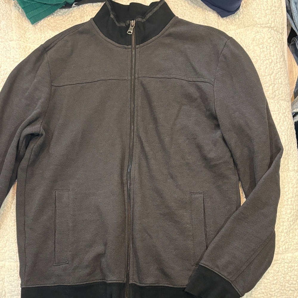 Banana Republic Men's Zip Up Sweater - Dark Gray